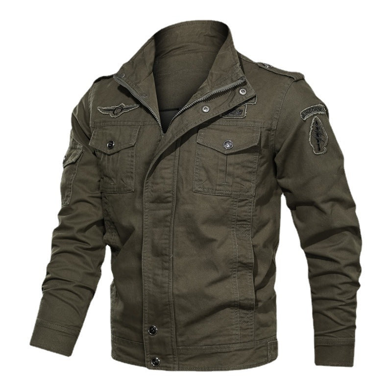 Men's field jacket in military canvas style with epaulets and multi pockets Chichicherry