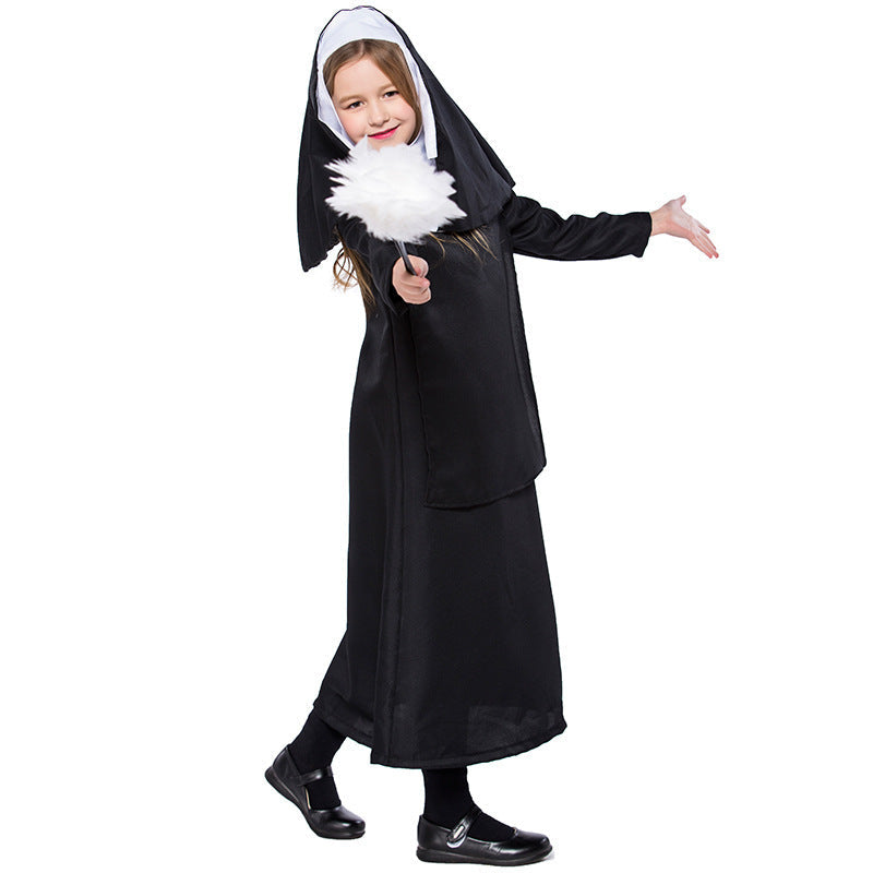 Girls' Nun Costume with Traditional Garment and Elegant Headdress Chichicherry