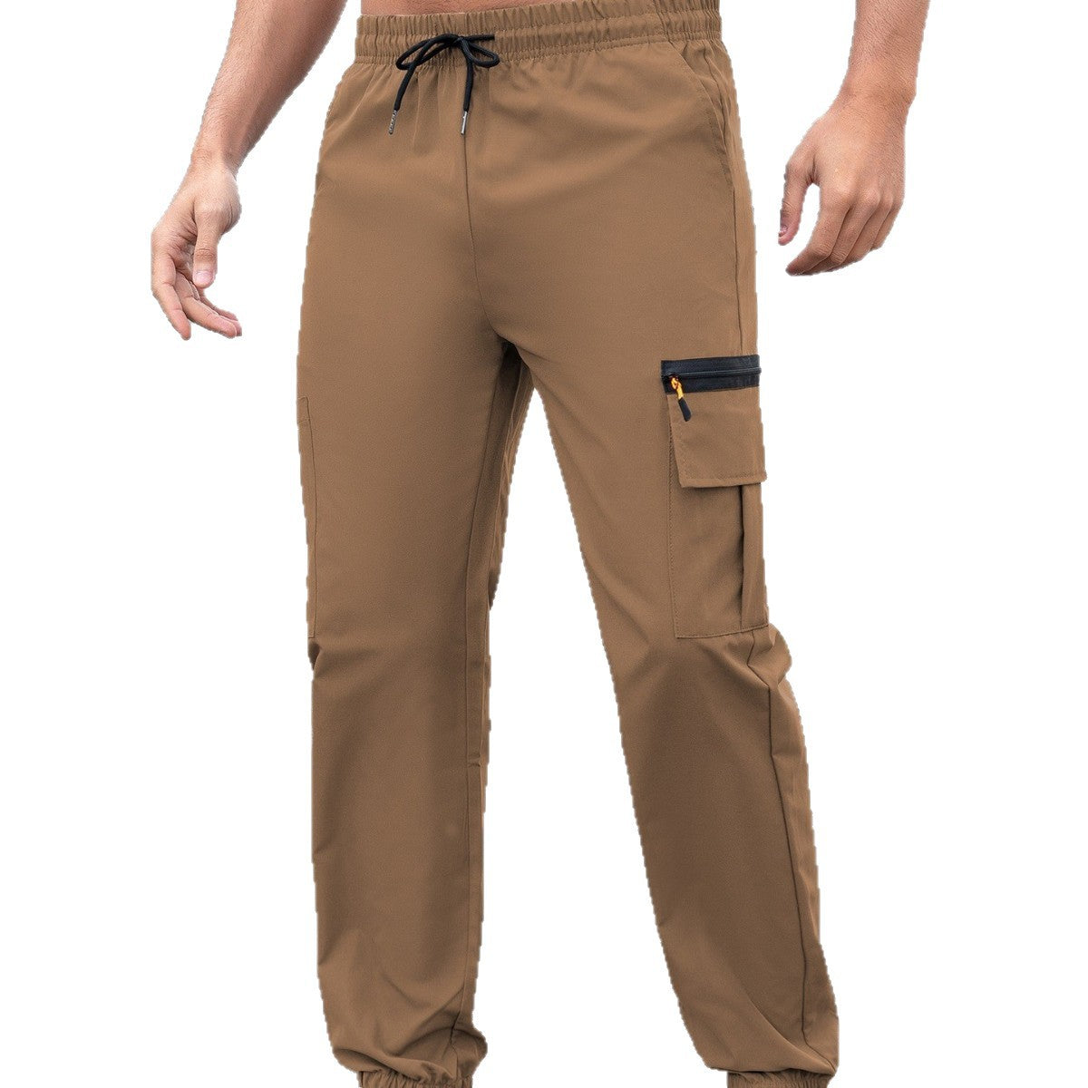 Men's Technical Cargo Jogging Pants with Zip Pockets, Drawstring and Elastic Ankle Cuffs Chichicherry