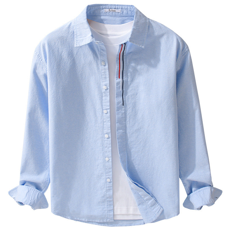 Men's Lightweight Relaxed Oxford Shirt with Kent Collar and Contrast Interior Stripe Chichicherry