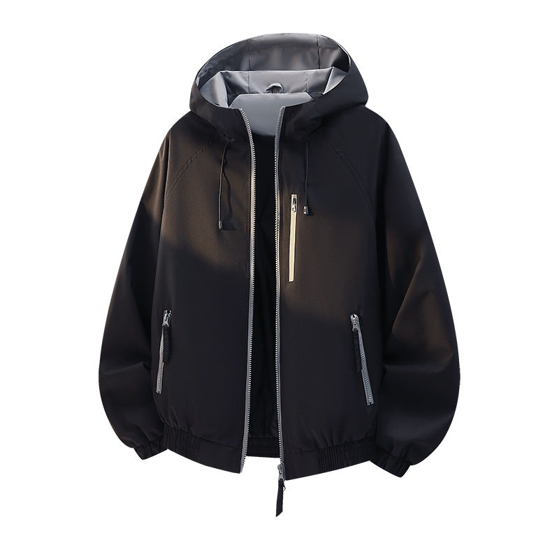 Women's lightweight hooded shell jacket in urban look with contrasting lining, zippered pockets, and elastic hem Chichicherry