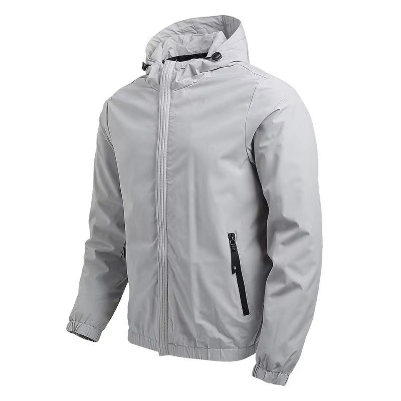 Men's lightweight water-repellent hooded softshell jacket with zippered pockets Chichicherry