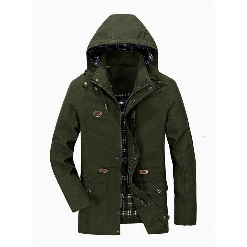 Men's Urban Transitional Parka with Checked Lining, Concealed Zipper, and Multi-functional Pockets Chichicherry