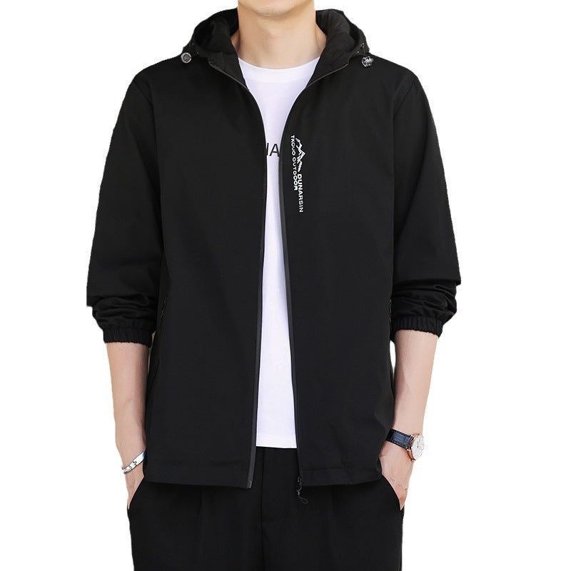 Men's Ultralight Hooded Shell Jacket in Urban Minimal Style with Windproof Membrane and Zipper Pockets Chichicherry