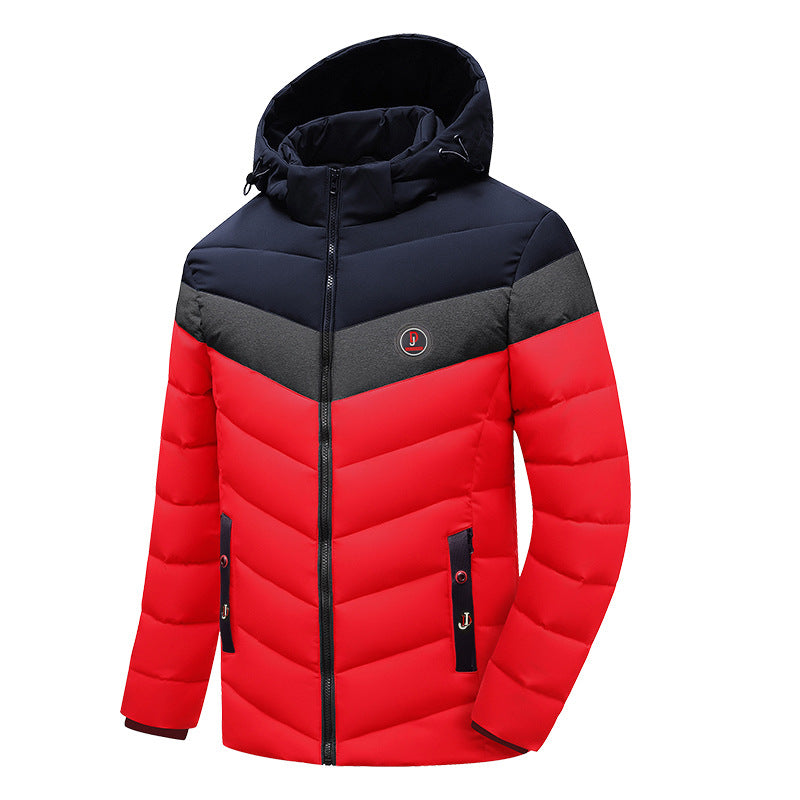 Men's padded jacket with hood, chevron quilting and weatherproof thermal insulation Chichicherry
