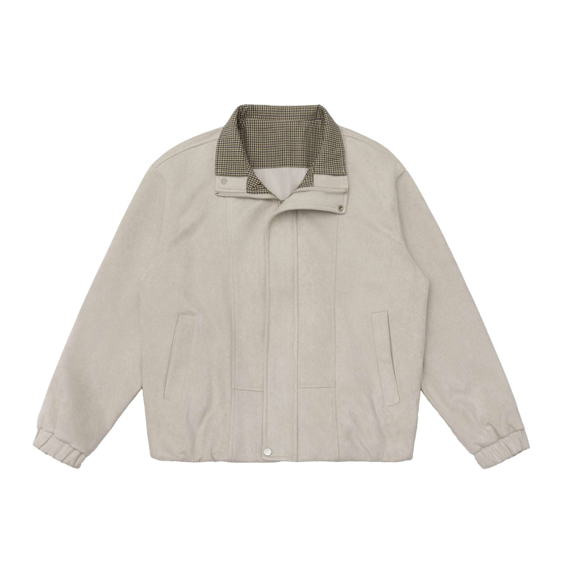 Men's short jacket in a boxy cut with a high stand-up collar and hidden zipper placket Chichicherry