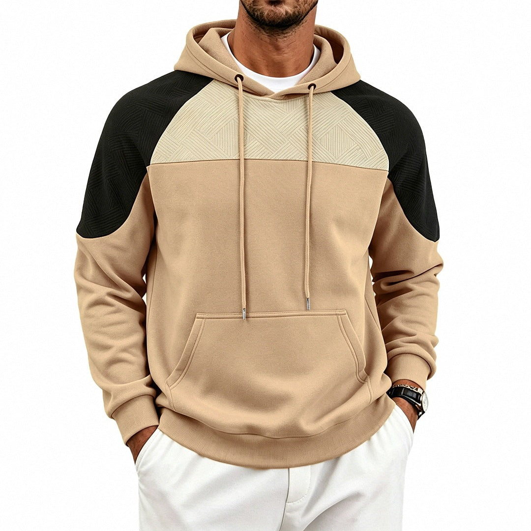 Men's hooded sweatshirt made of French Terry with waffle structure inserts and kangaroo pocket Chichicherry