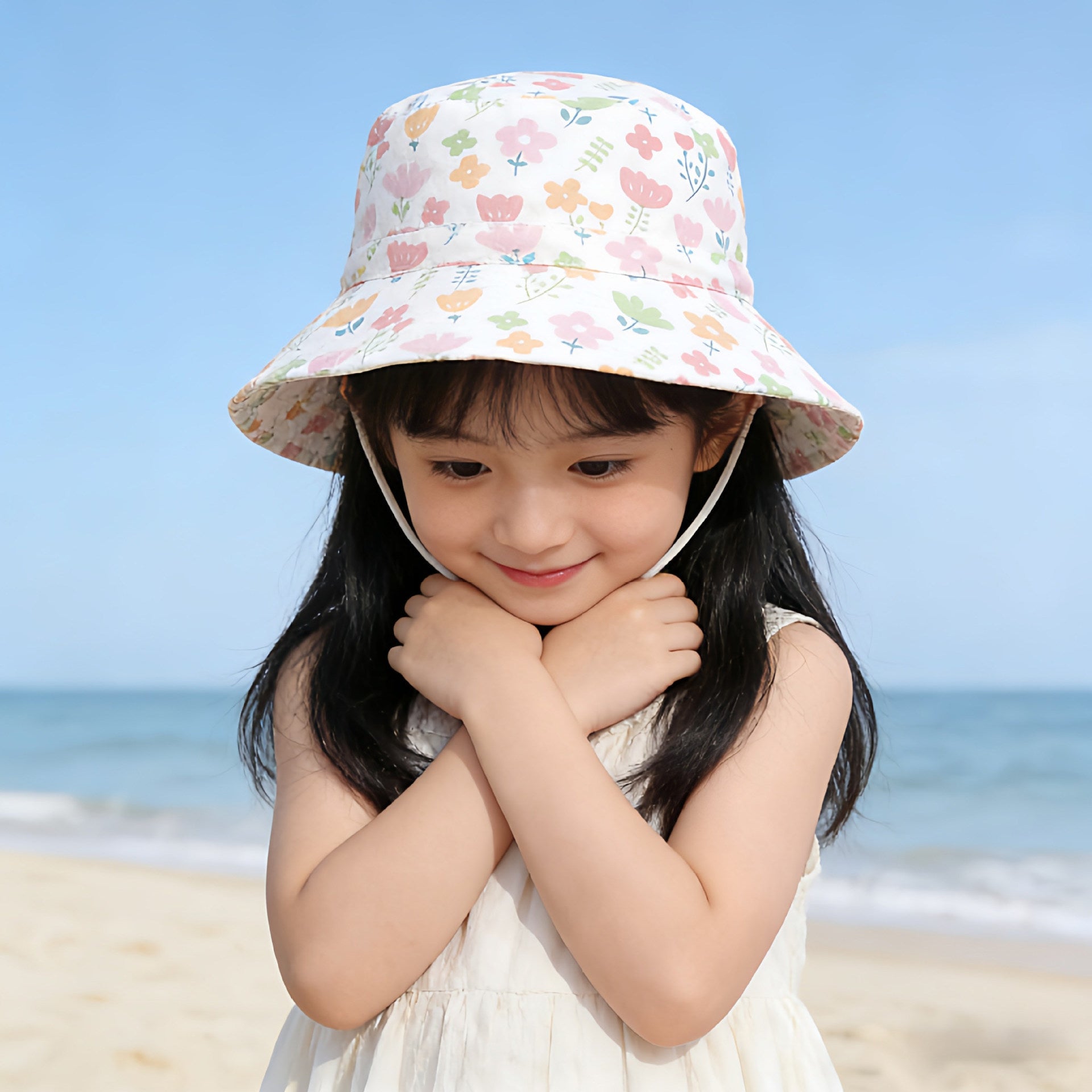 Unisex Children's Sun Hat with high UV protection adjustable chin strap and breathable cotton quality Chichicherry