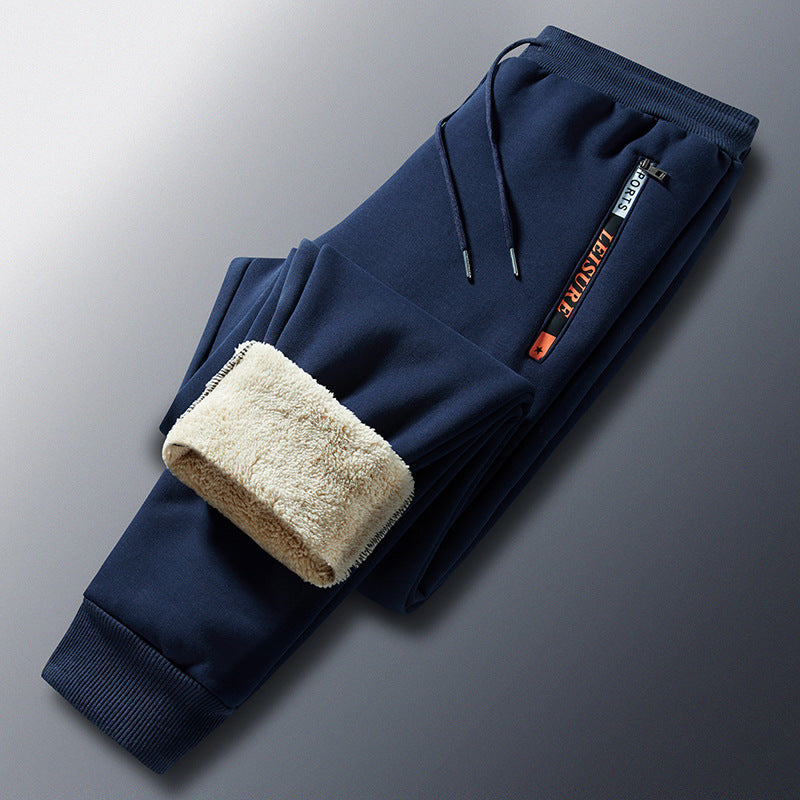 Men's Winter Fleece Jogging Pants with Teddy Lining, Elastic Waistband and Zipper Pockets Chichicherry