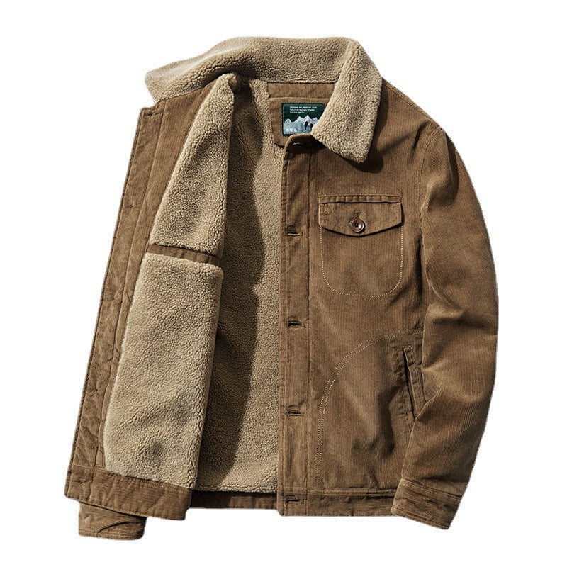 Men's cord jacket with sherpa lining, shirt collar and pocket detail Chichicherry