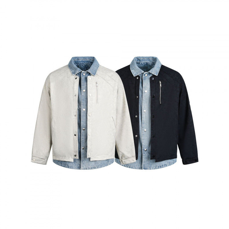 Men's layering jacket with suede look and integrated denim lining Chichicherry