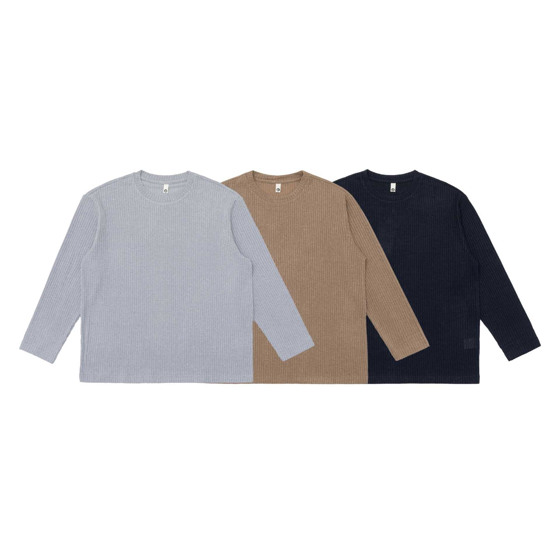 Unisex Ribbed Round Neck Sweater made of fine knit with Relaxed Fit Chichicherry