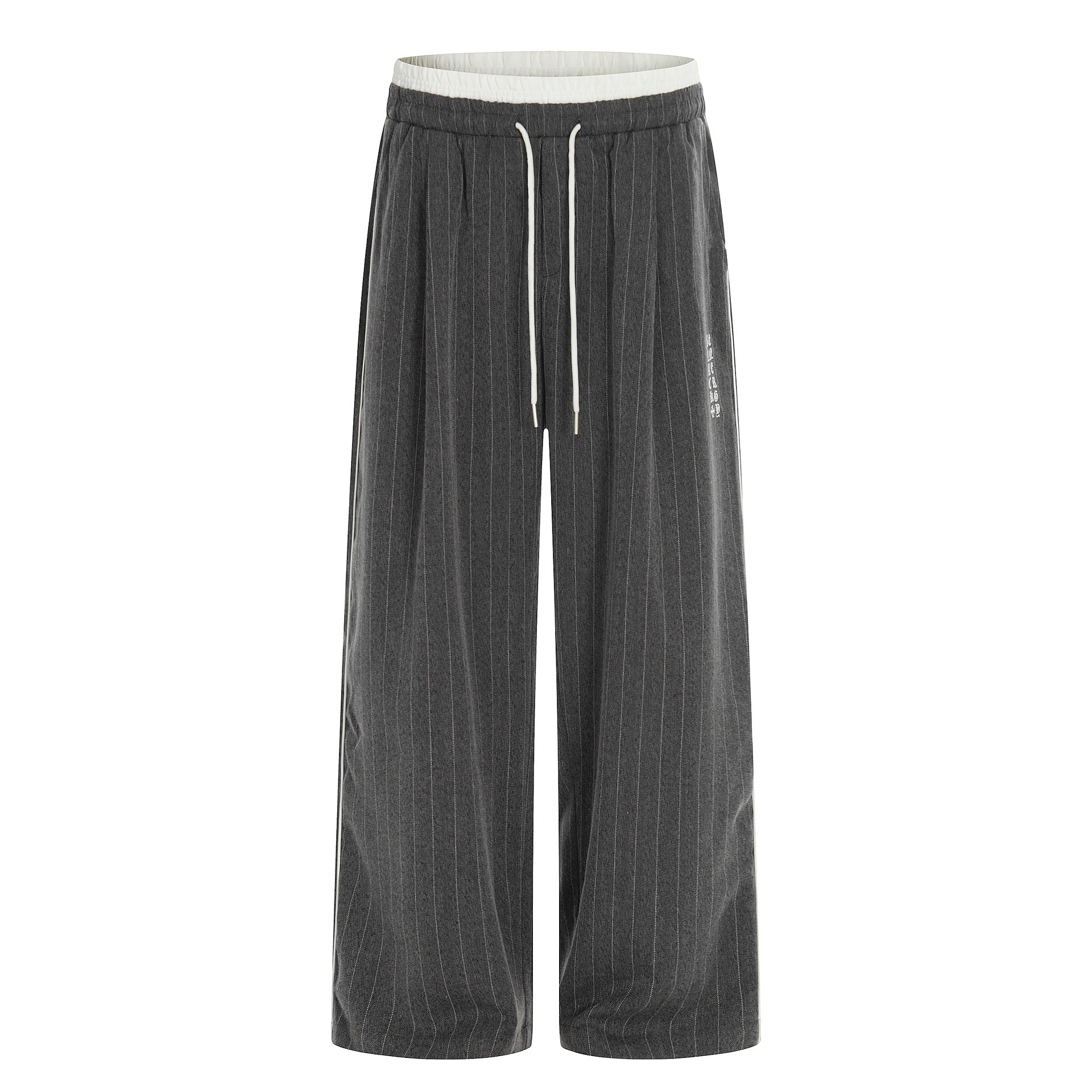 Women's Wide Pinstripe Culotte Pants with Elastic Waistband and Drawstring Chichicherry