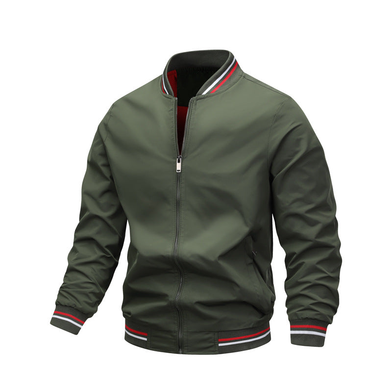 Men's Light Bomber Jacket made of technical nylon with striped ribbed cuffs and contrasting lining Chichicherry