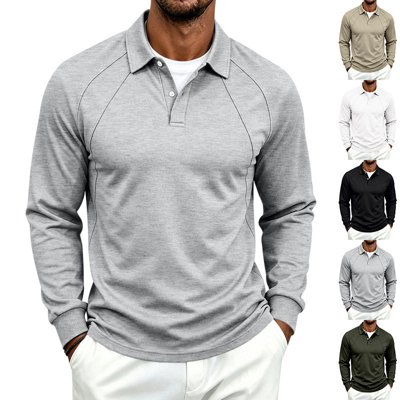 Men's polo sweatshirt with raglan sleeves, half-button placket, and ribbed cuffs Chichicherry