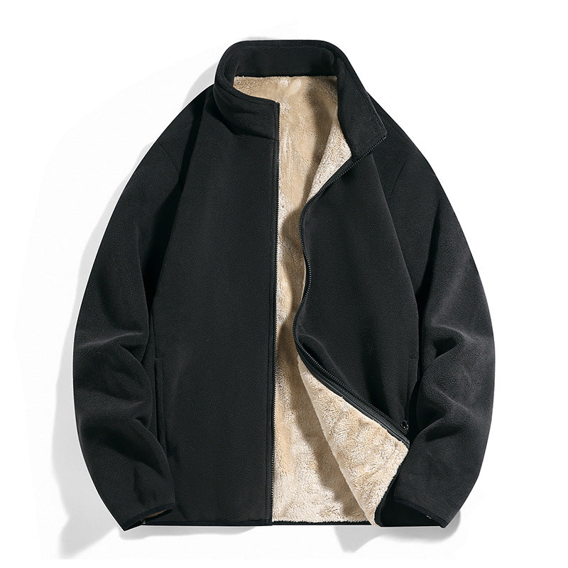 Men's thermal fleece jacket with soft Sherpa lining and stand-up collar Chichicherry