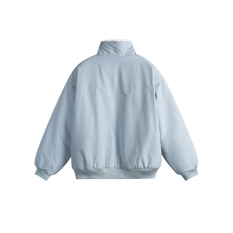Women's Short Boxy Quilted Jacket with High Shawl Collar, Teddy Collar and Elastic Ribbed Cuffs Chichicherry
