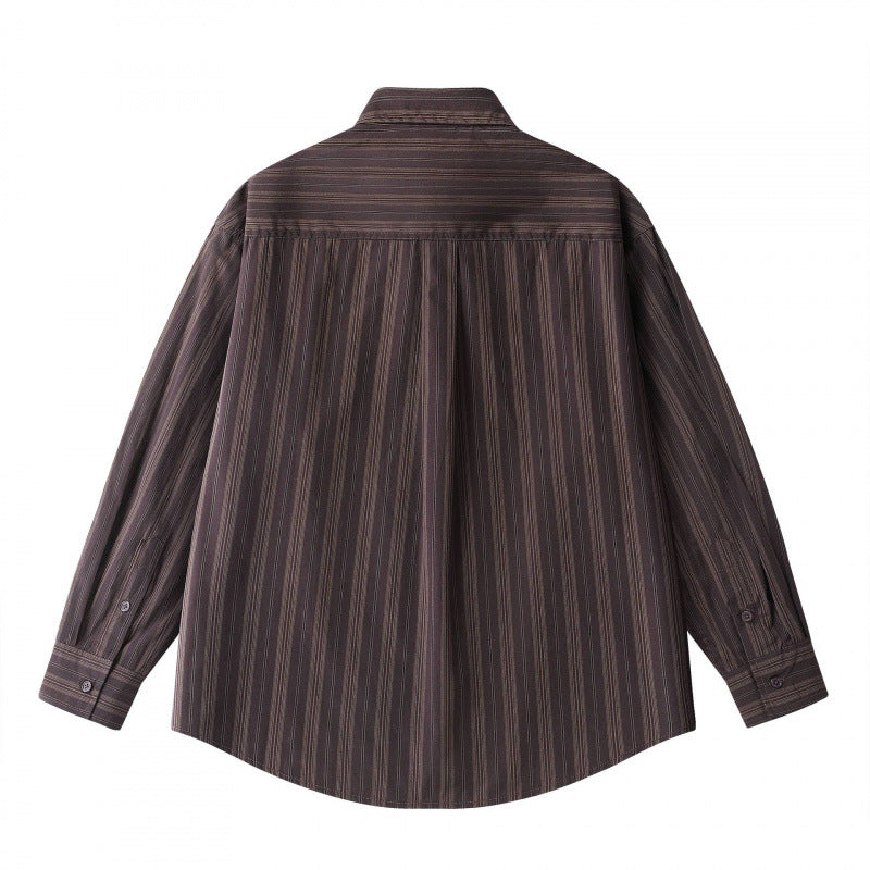 Unisex Oversize-Longsleeve Shirt in boxy cut with fine vertical structure and chest pocket Chichicherry