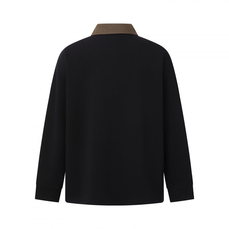 Men's Oversized Polo Shirt in Sweatshirt Style with Contrasting Collar Chichicherry