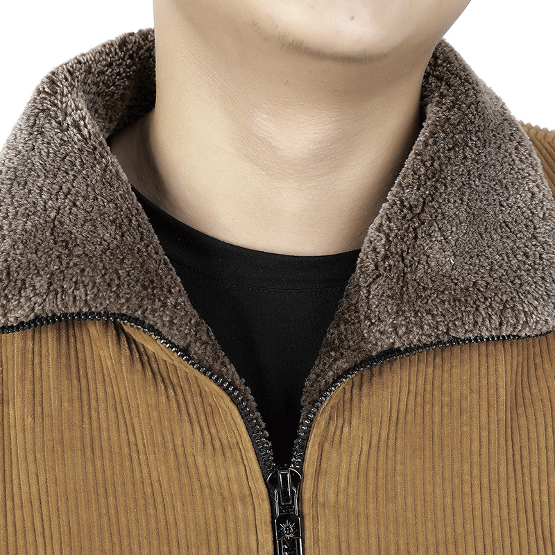 Men's cord jacket with sherpa collar and warming teddy fleece lining Chichicherry