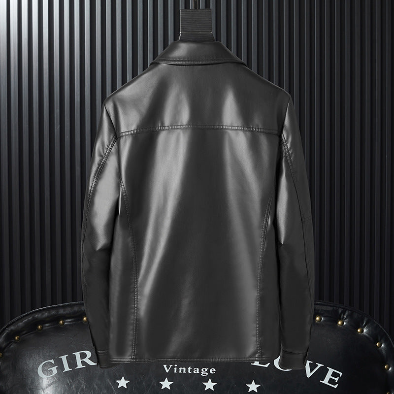 Men's smooth artificial leather field jacket with four patch pockets Chichicherry