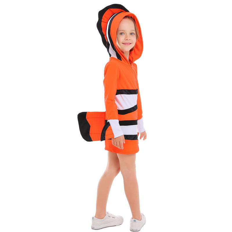 Ladies' animal costume in clownfish design with hood and colorful accents Chichicherry