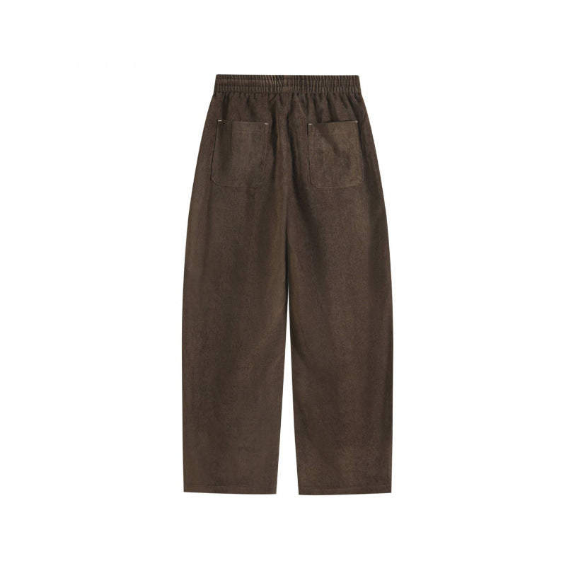 Women Wide Culotte Pants with Elastic Waistband and Drawstring Chichicherry