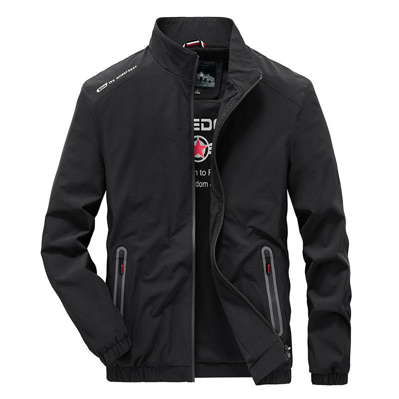 Men's lightweight softshell outdoor jacket with stand-up collar, water-repellent surface and zippered pockets Chichicherry