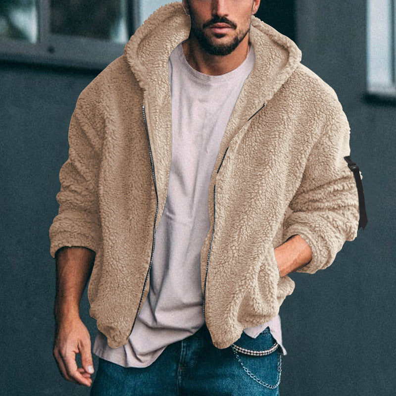 Men's Padded Fleece Hoodie with Teddy Finish, Zipper and Side Pockets Chichicherry