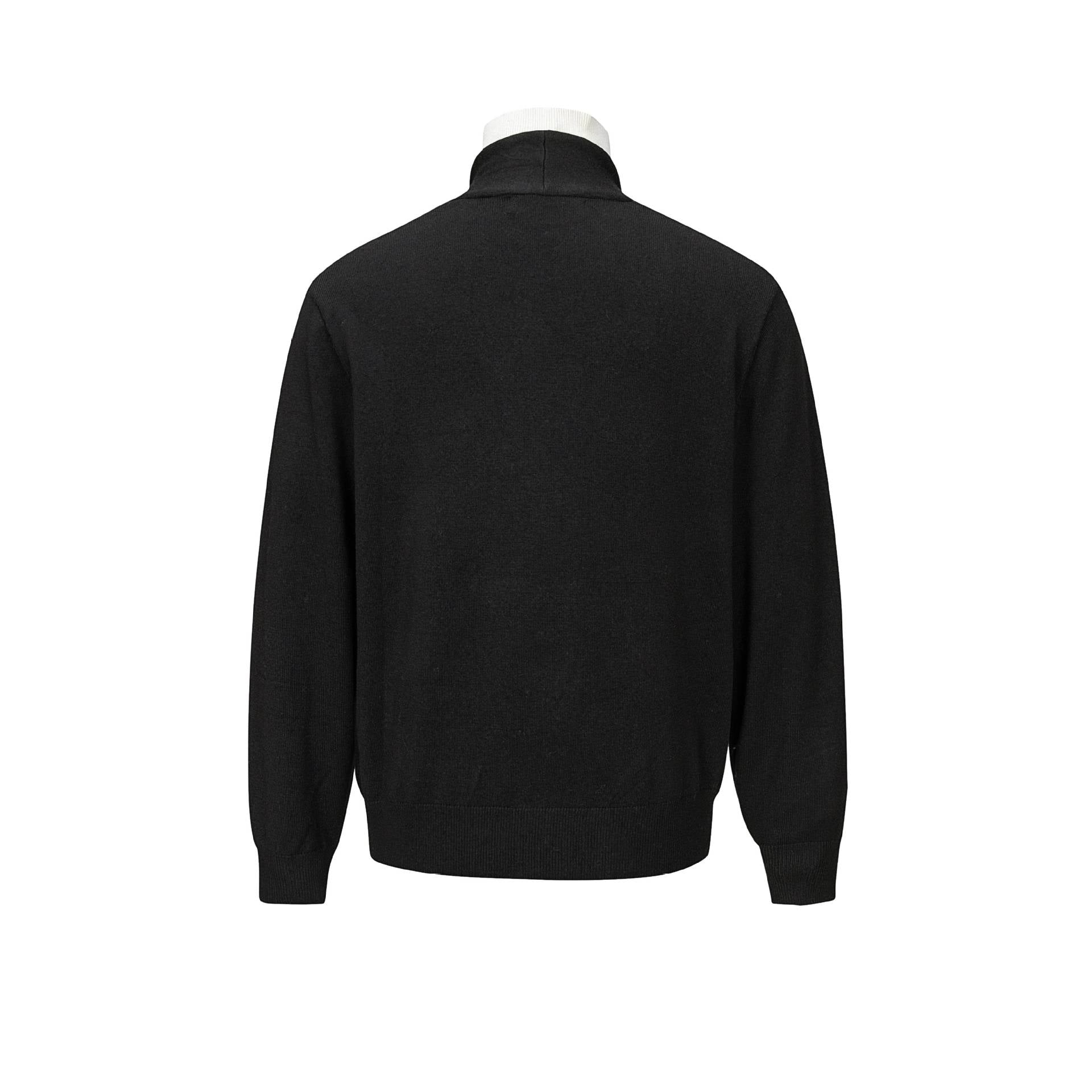 Men's fine-knit layering cardigan with deep V-neck and integrated polo collar Chichicherry
