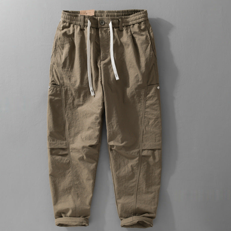 Men's utility cargo pants with drawstring waistband and side flap pockets Chichicherry