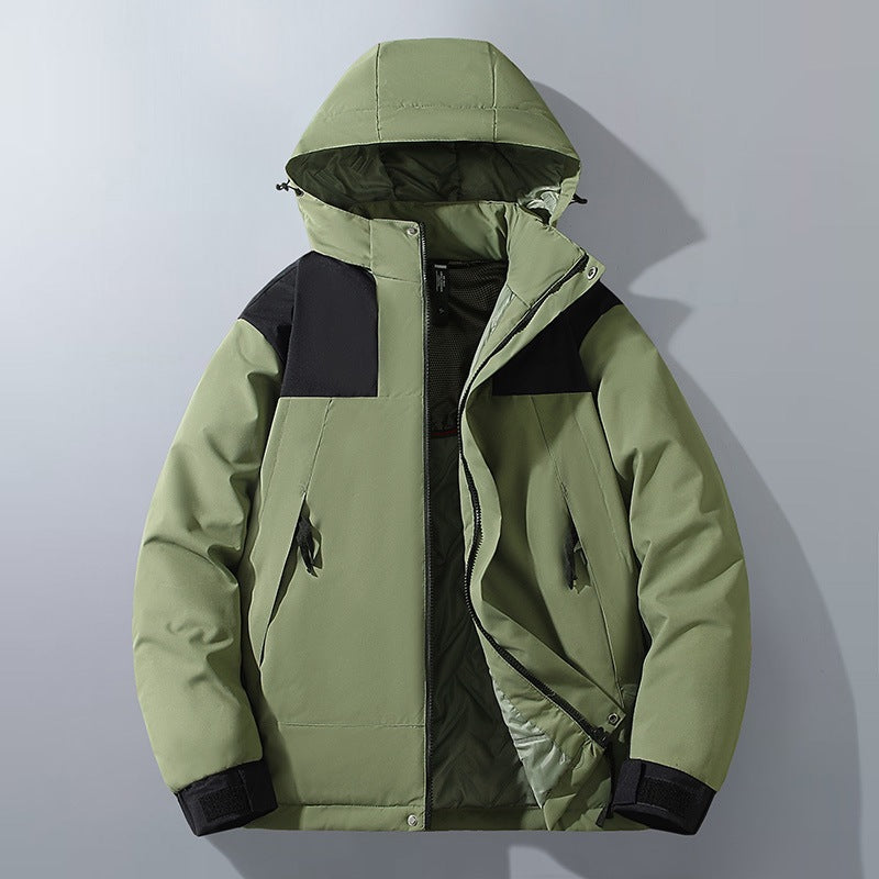 Men's Water-Repellent Winter Parka with Hood, Thermal Insulation and Contrasting Shoulder Panels Chichicherry