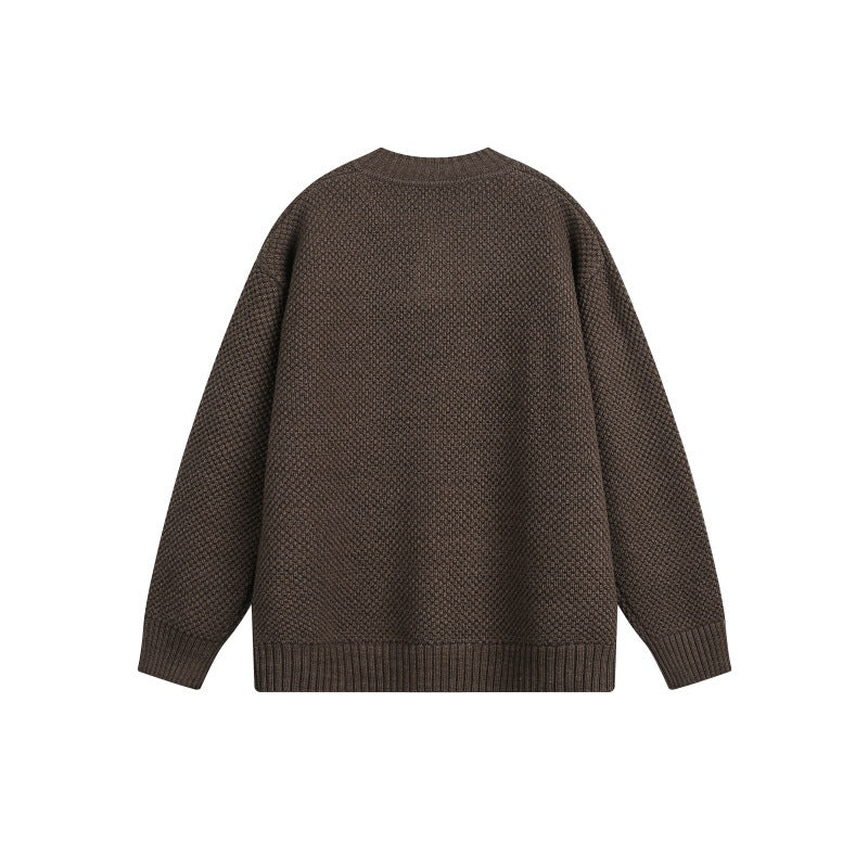 Unisex Structured Knit Sweater with Henley Placket Chichicherry
