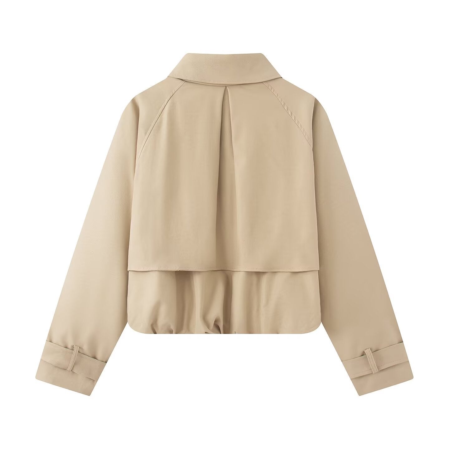 Women's Cropped Short Jacket with Cape Front, Shirt Collar and Adjustable Cuffs Chichicherry