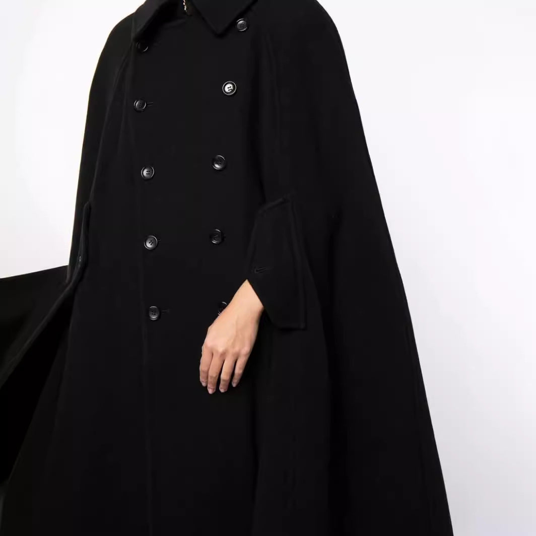 Men's double-breasted cape coat made of wool blend with cape cut Chichicherry