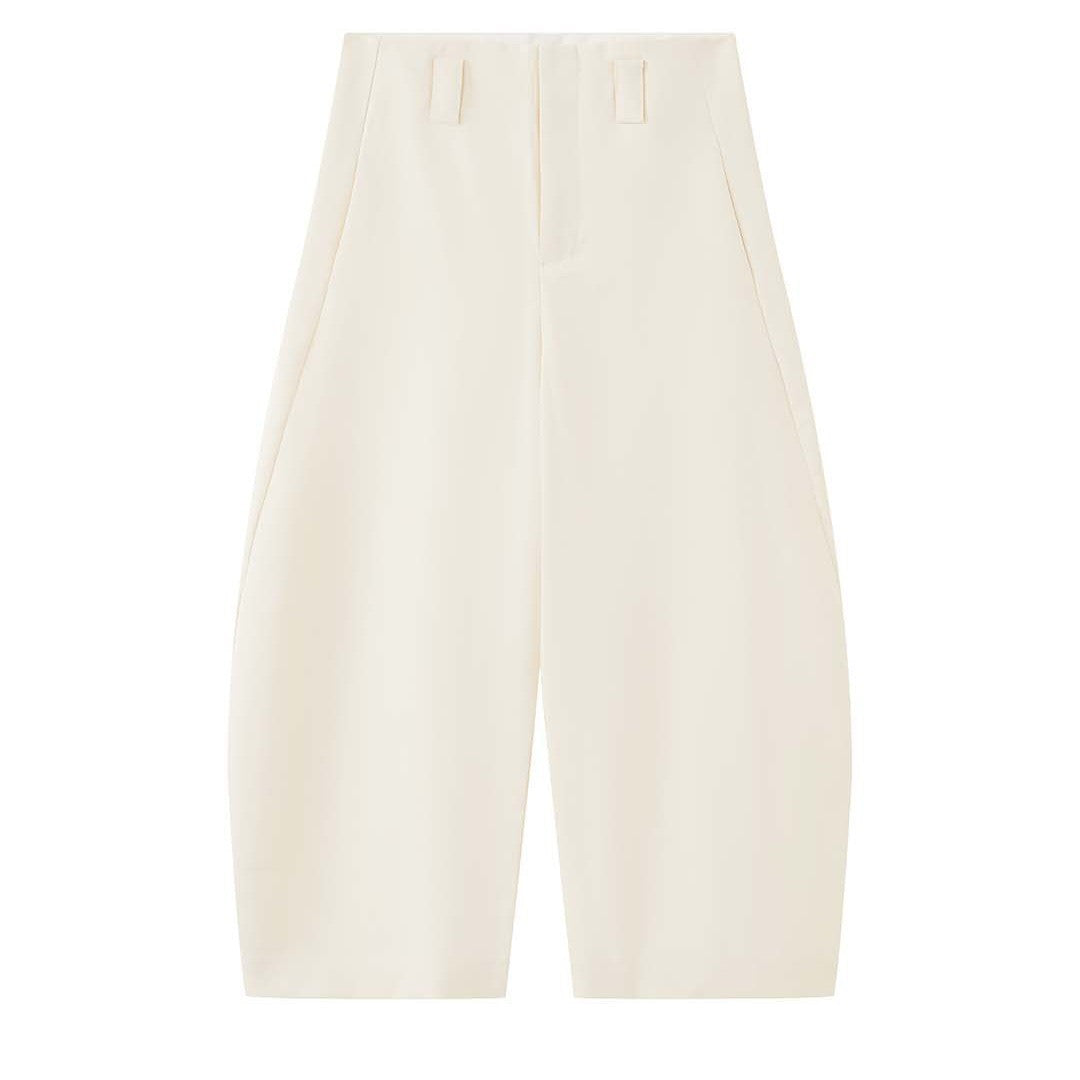 Women Elegant high-waisted culotte trousers made of wool blend with crease and straight leg Chichicherry
