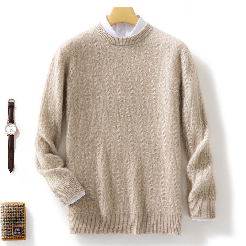 Men's premium cable knit sweater with round neck and merino blend Chichicherry