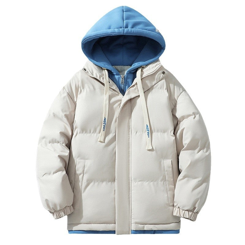Unisex Padded Hooded Quilted Jacket with Double-Layer Hood and Elastic Cuffs Chichicherry
