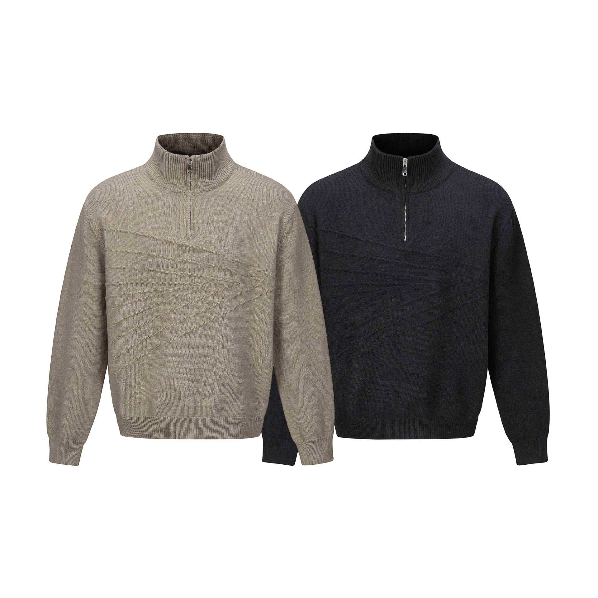 Men's Half-Zip Knit Pullover with Ribbed Collar Chichicherry