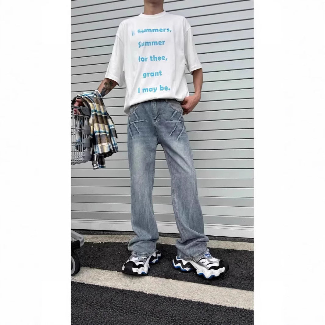 Men's Vintage Relaxed Fit Jeans Chichicherry