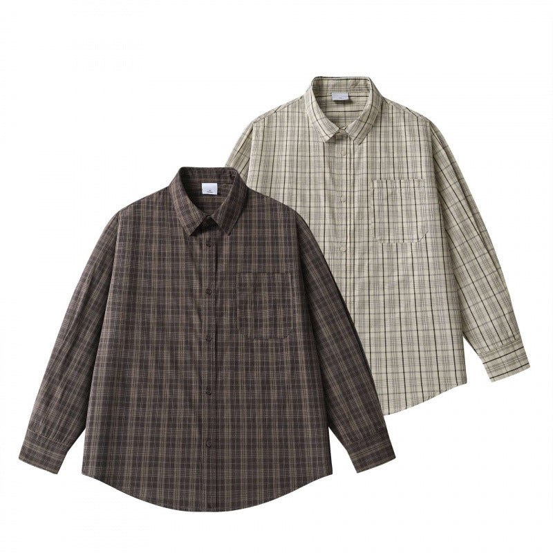 Unisex Lockered Boxy Check Overshirt made of lightweight cotton blend with back yoke and gathered detail Chichicherry