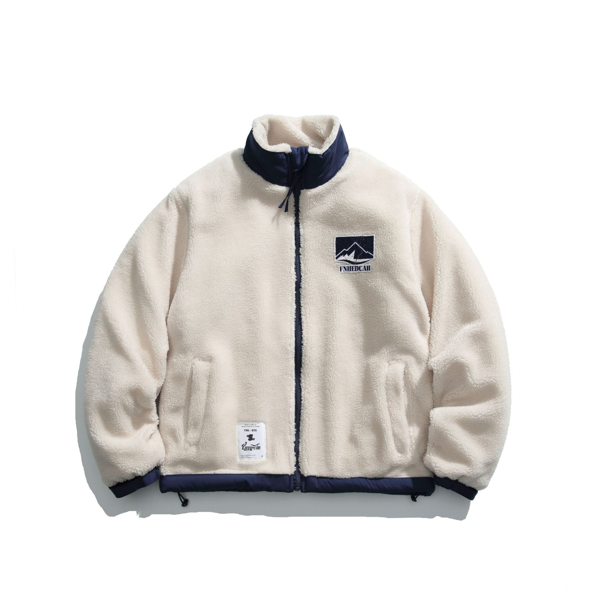 Men's Teddy Fleece Jacket with Stand-Up Collar, Full Zip and Contrast Trim Chichicherry