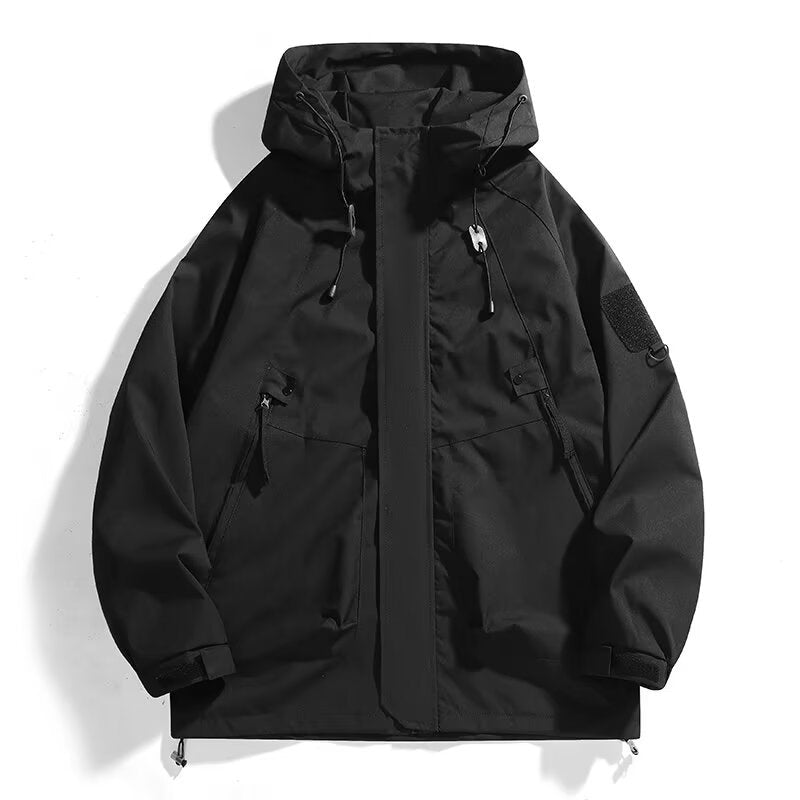 Men's Urban Utility Softshell Parka with Drawstring, Velcro Sleeves and Concealed Zippers Chichicherry