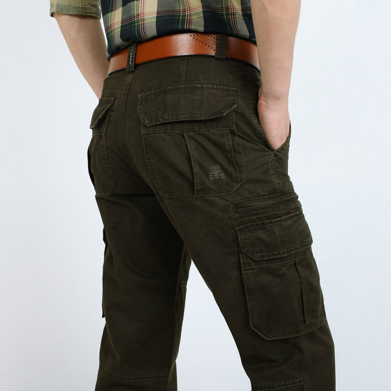 Men's Robust Elastic Canvas Cargo Pants with Reinforced Knee Areas and Multi-Pockets Chichicherry