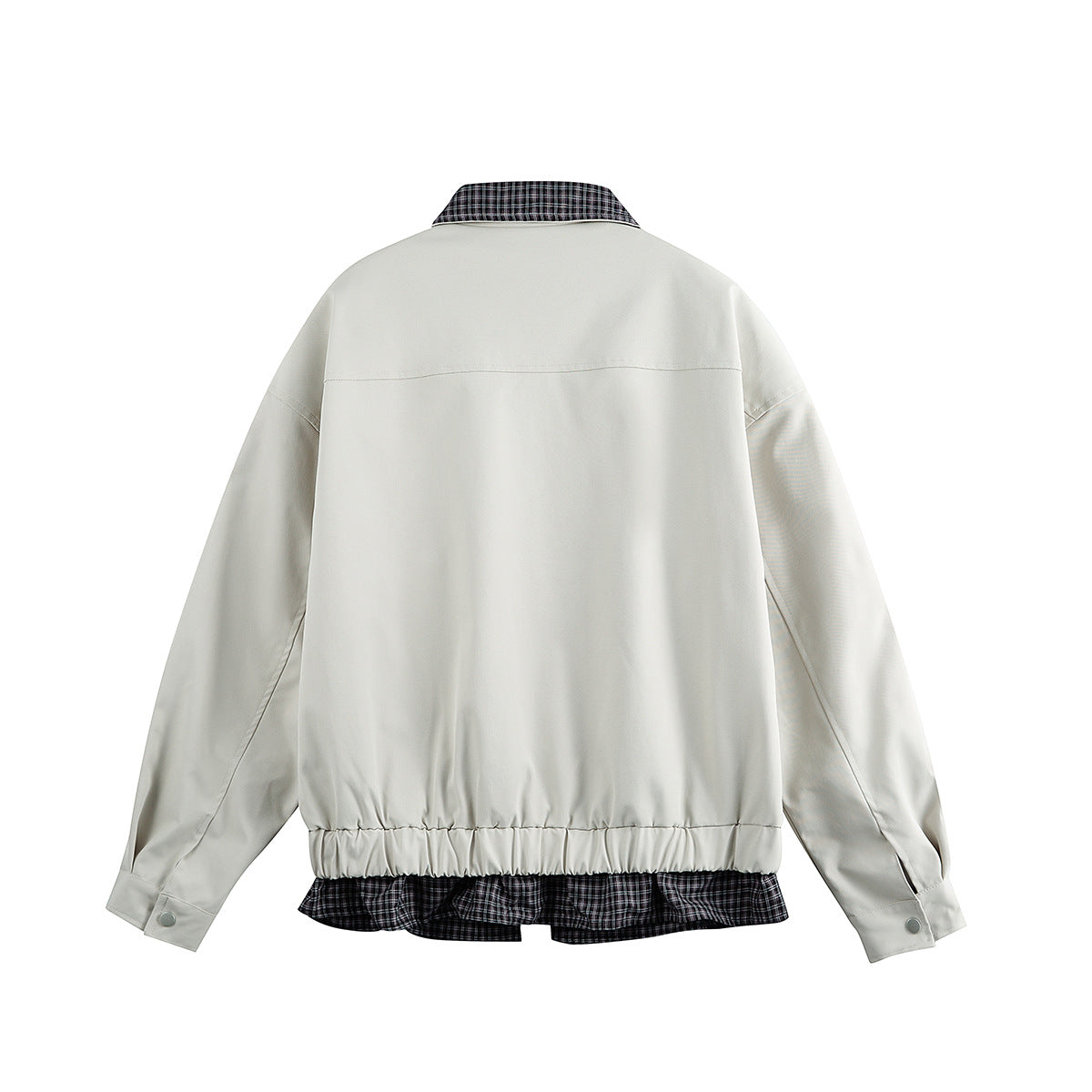 Men's layered-look blouson jacket with check collar and adjustable hem Chichicherry