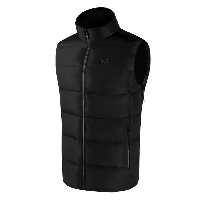 Men's Lightweight Quilted Thermal Vest with High Stand-Up Collar, Water-Resistant Outer Shell, and Two-Way Zipper Chichicherry
