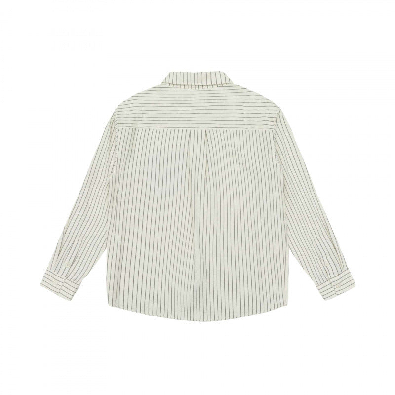 Women's Wide Striped Oversized Shirt with Kent Collar, Full Button Placket, and Contrasting Chest Pocket Chichicherry