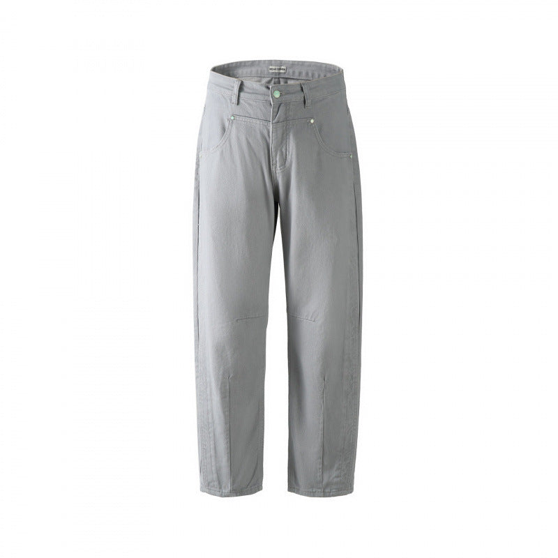 Men's Casual Relaxed-Fit Jeans with Decorative Stitching and Knee Inserts Chichicherry