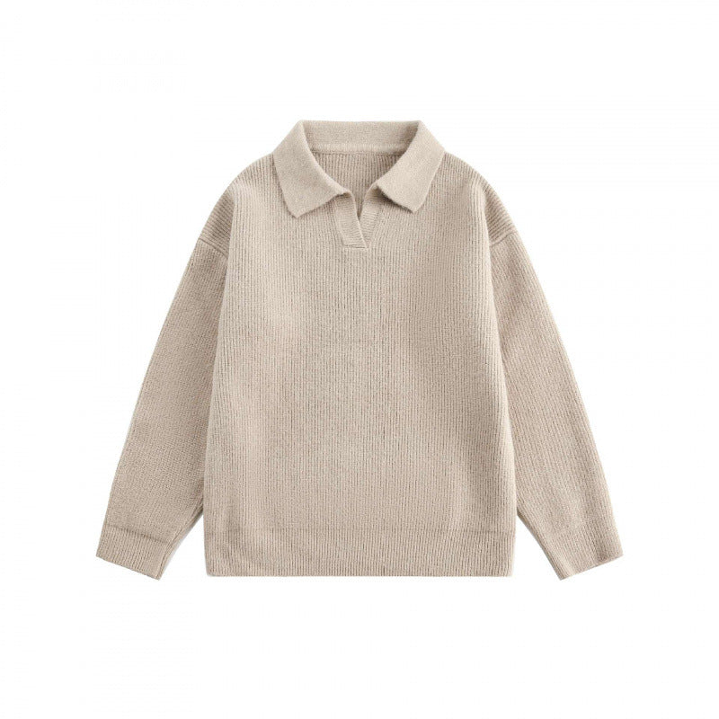 Unisex Wide-Cut Fine Knit Polo with Short Henley Closure and Kent Collar Chichicherry