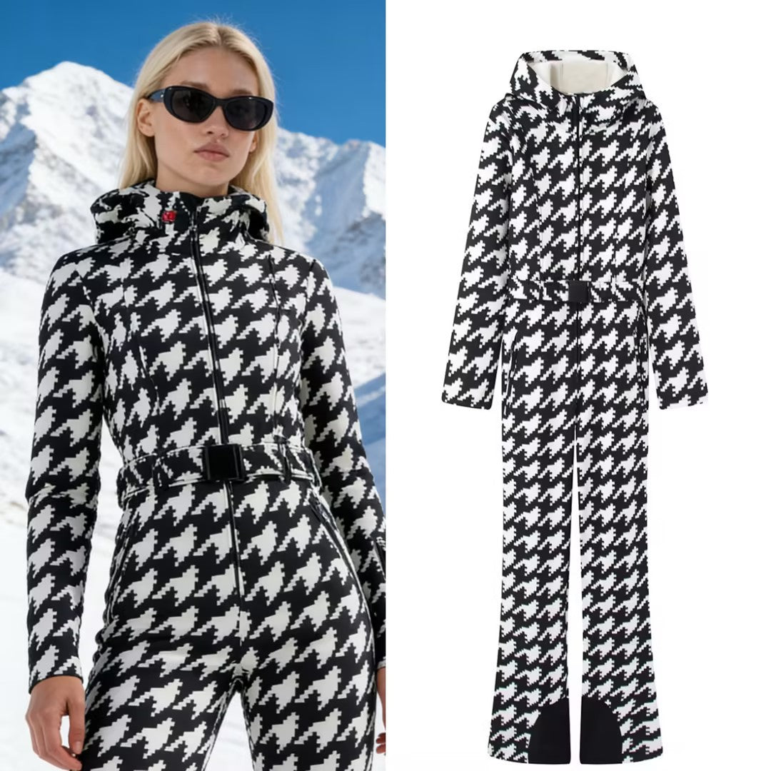Ladies Hooded Overall with Belt, Zipper and Flared Leg Chichicherry
